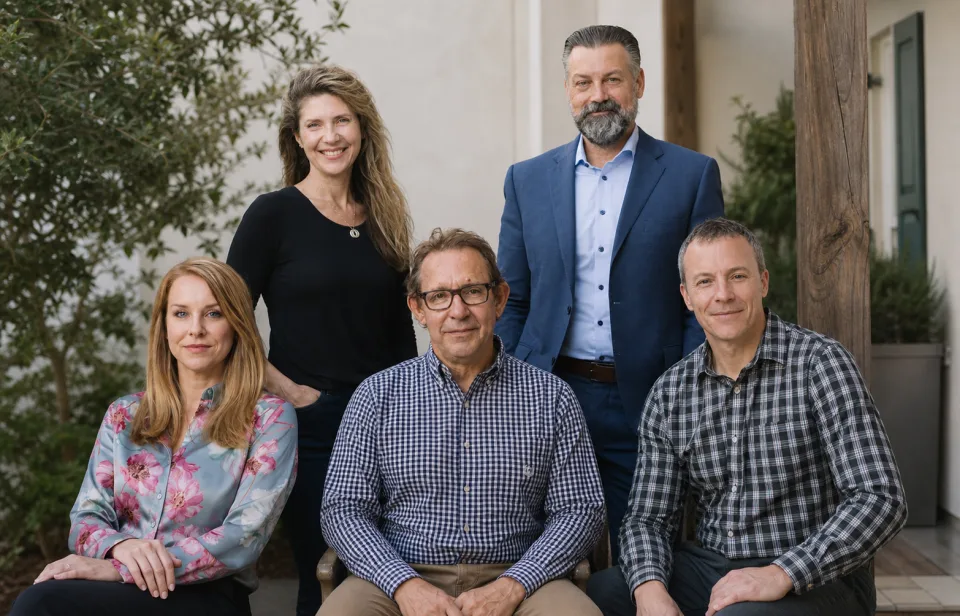 The five members of the Torchlight Recovery Group team together